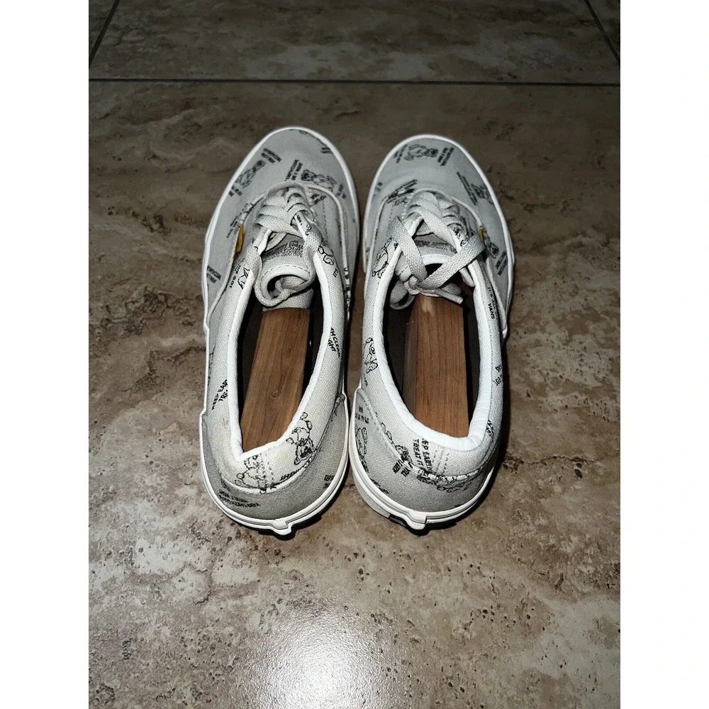 Mens Vans Authentic Cream Canvas Lace Up World Co Teddy Earth Sneakers Shoes 8.5